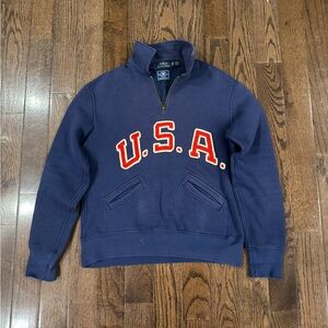 USA Paralympic Polo Ralph Lauren Quarter Zip Fleece Sweatshirt Men’s X Small